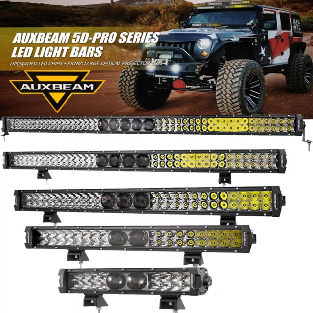 AUXBEAM 12/22/32/42/52 Inch LED Work Light Bar 5D-PRO P8+KW3 Driving Lamp ATV