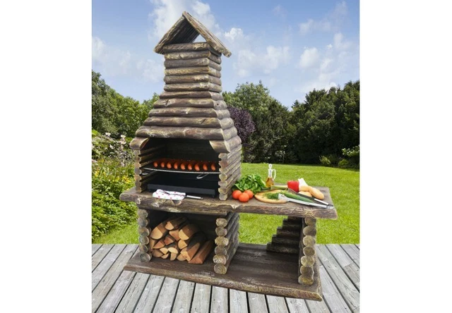 OUTDOOR BRICK MASONRY Mediterranean BBQ with shelf chimney and 65