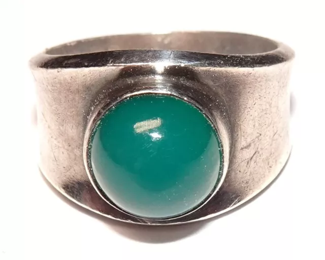 Vintage Georg Jensen Sterling Silver Denmark 124 Chrysoprase Ring