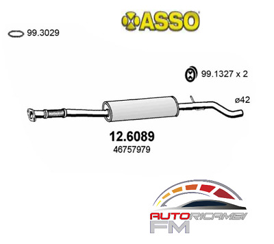 1.2i 16V 80cv 12474 SIGAM Marmitta Silenziatore Centrale FIAT PUNTO II 188 1.2i 60cv 