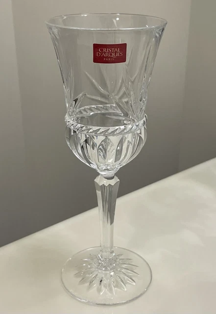 3 Vintage Cristal D'Arques Paris Wine Glasses Carthage Water Goblets 8 1/2" 2