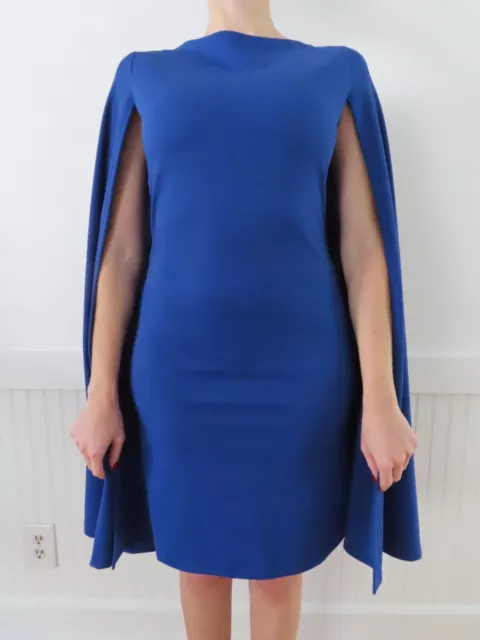 Bella Flore Shift Cape Dress Royal Blue Knee-Length Sz Small