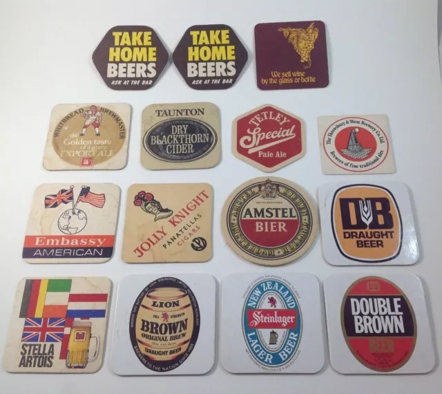 Lot de 15 coasters à vin étrangers pain blanc Shrewsbury Amstel Stella Artois