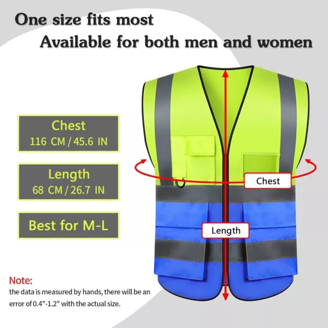 10x Safety Vests,Hi Vis Vest Reflective Vest with 5 Pockets and Zipper Men Women