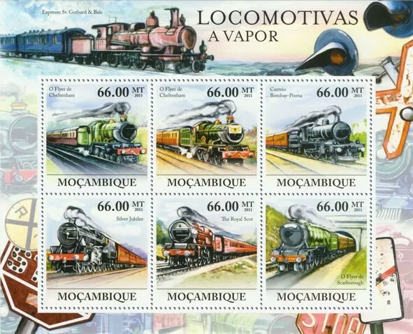 Mozambique 2011 MNH-Steam Locomotives (Cheltenham, Scarborough). Scott 2477