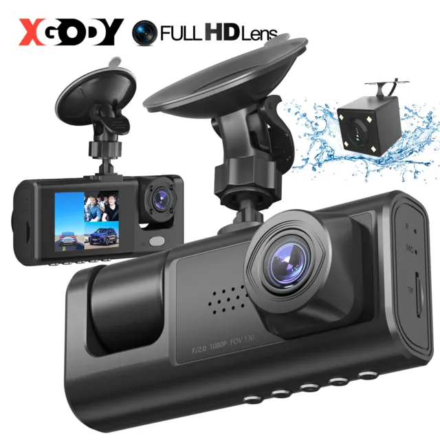 3 lentes cámara de coche Dashcam Full HD 1080P DVR grabadora IR visión nocturna sensor G DE