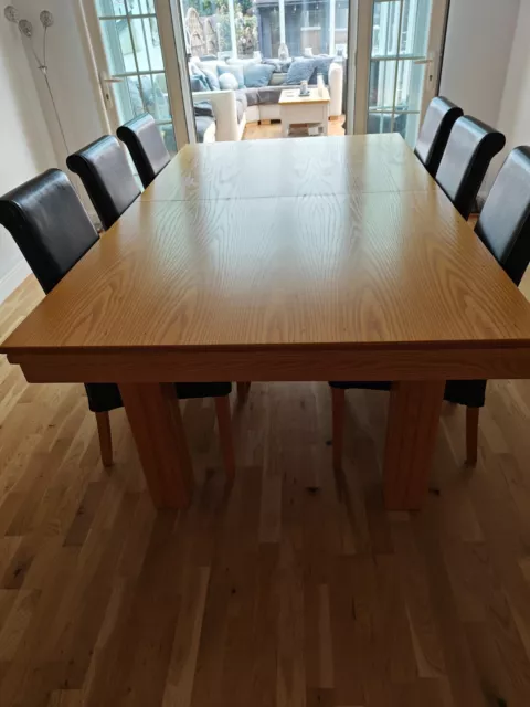 7ft Solid Oak Slate Bed Pool Dining Table