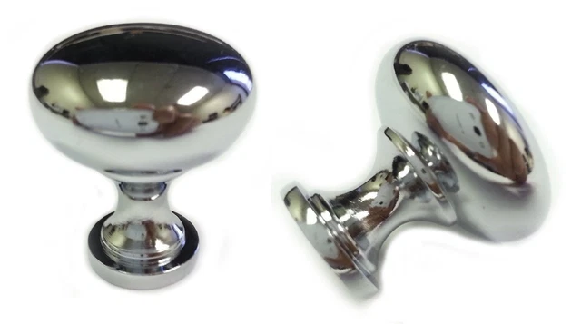 (25pcs) Polish Chrome Round Mushroom Kitchen Cabinet Knobs 30mm 1-3/16"