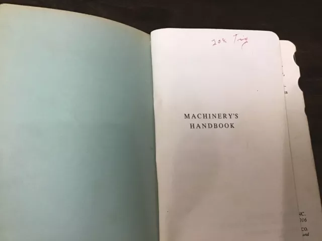 Machinery's Handbook 18th Eighteenth Edition 1968 Thumb Index 3