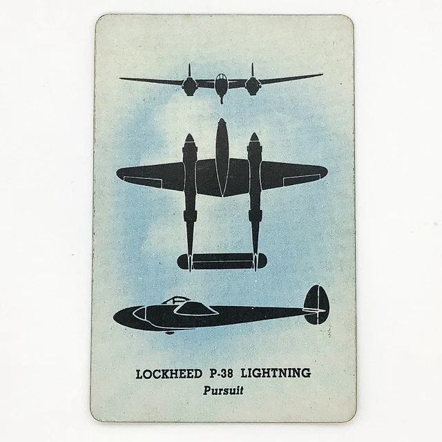 WW2 AIRPLANE IDENTIFICATION Flash Card Lockheed P38 Lightning Pursuit