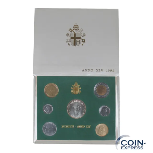 VATIKAN Lire KMS Kursmünzensatz 1992 BU MCMXCII ANNO XIV Lira Vaticano