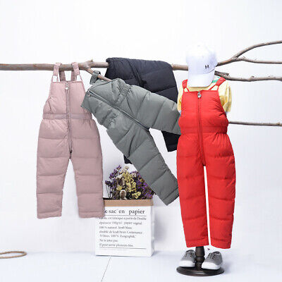 Toddler Kids Baby Boys Girls Warm Pants Overall Jumpsuit Winter Trousers Clothes