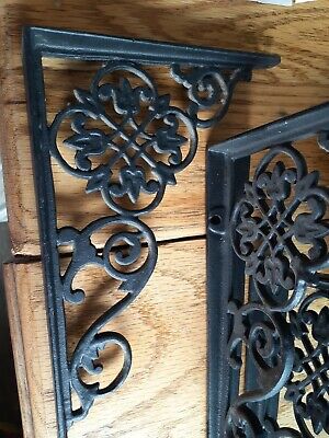 Antique Victorian Ornate Cast Iron Shelf Brackets 3 Lace Tulip small 5" x 6" 2