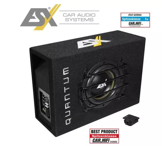 ESX QXB8A Aktiv Subwoofer System 20cm (8") Bassreflex 800 W + Bass Fernbedienung