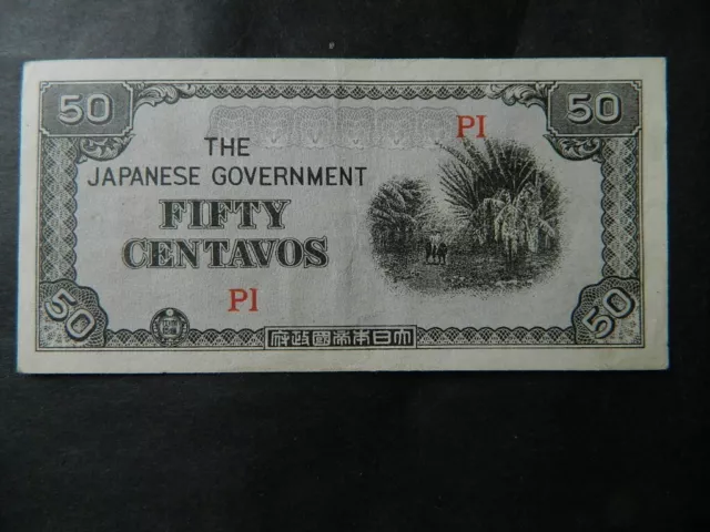 WWII Japanese Occupation Over Philippines 50 Centavos clean crisp