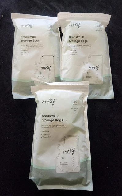 Motif Medical Breast Milk Storage Freezer Bags Lot of 3 8oz 40ct - 120 Bags