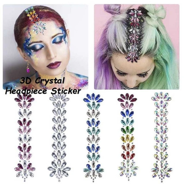 Gioielli tatuaggio 3D capelli glitter gioielli viso body adesivo per copricapo