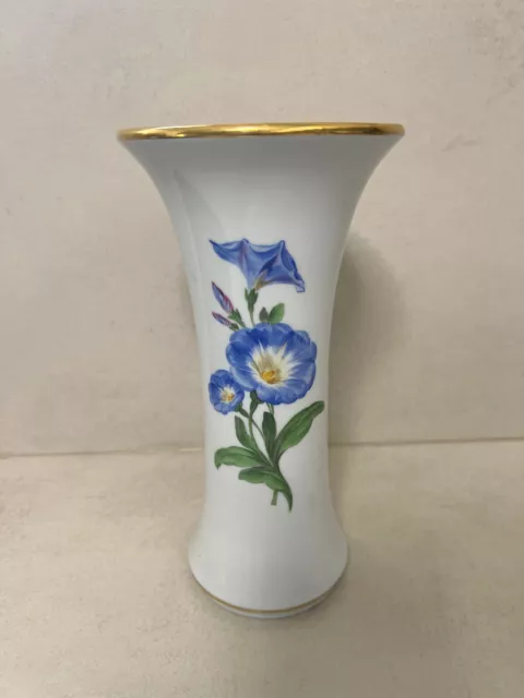 Meissen Porzellan Vase groß mit Blumen Malerei  + Goldrand