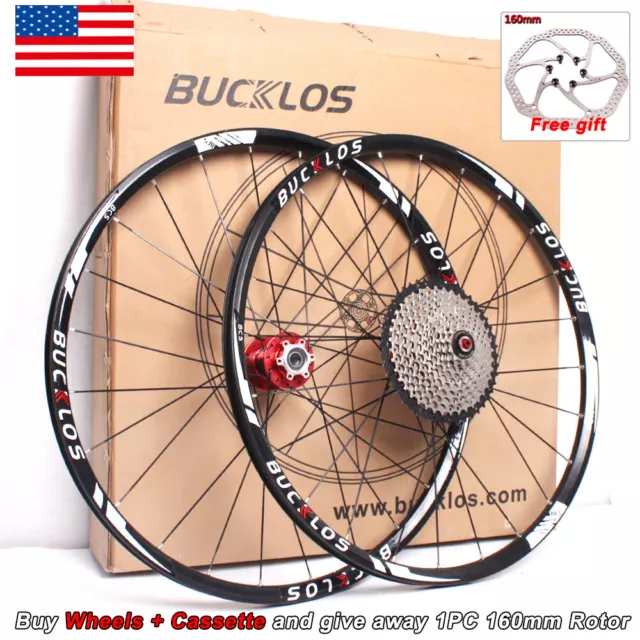 BUCKLOS MTB Bike Wheels 26/27.5/29" Disc Carbon Hub Clincher 8/9/10/11S Cassette