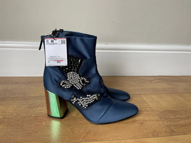 Zara bejewelled leather ankle boots cheap