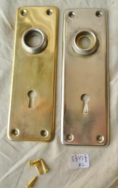 Door Knob Back Plates  (pr) Nickel & Brass Mission  5 3/4"h x 1 7/8"w   "B"