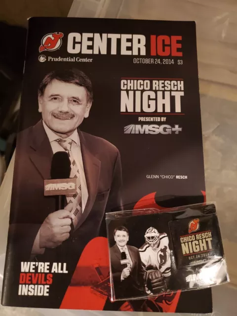 New Jersey Devils Chico Resch Day Pin Program Rare