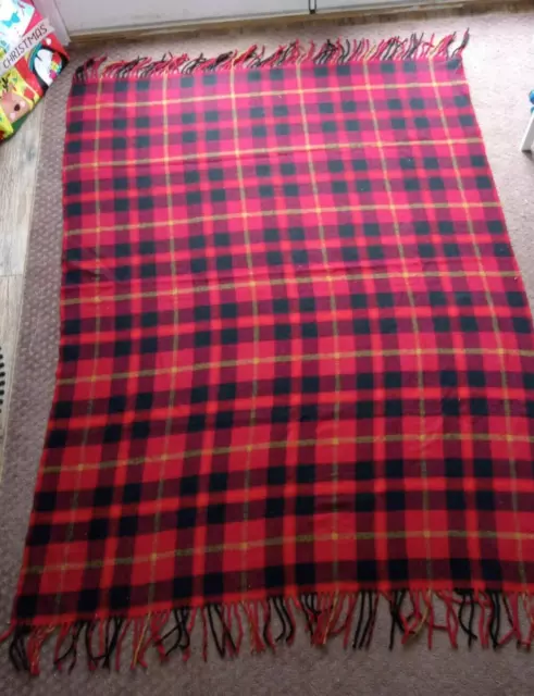 Pendleton Vintage Pure Virgin Wool Throw Blanket Cabin 50x70 Red Black Gld Plaid