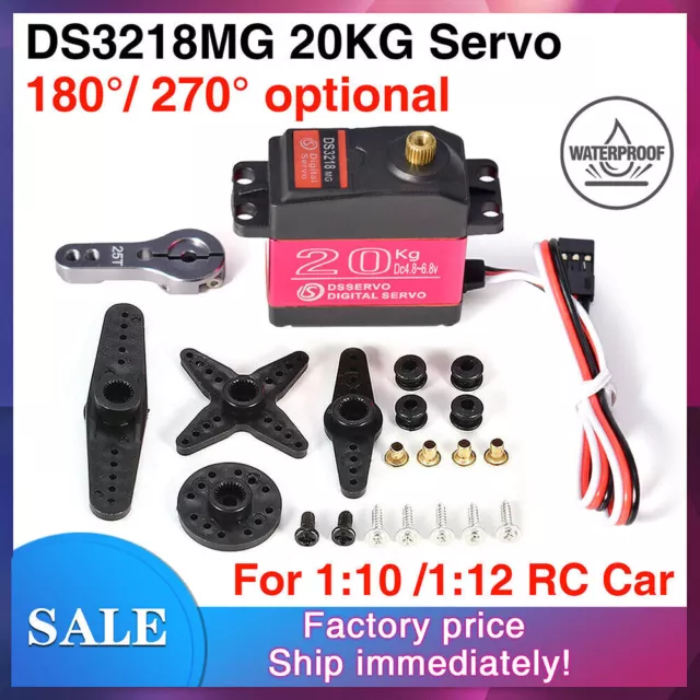 DS3218 Waterproof Servo 20KG Metal Gear Digital Servo for 1/8 1/10 1/12 RC Car