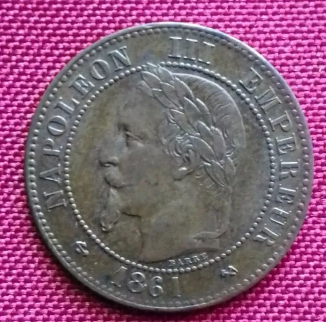 2 centimes Napoléon III tête laurée, buste définitif 1861 K