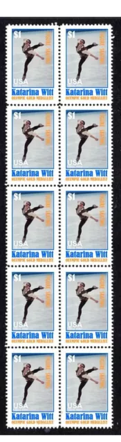 Katarina Witt Figure Skating Strip Of 10 Mint Vignette Stamps 4