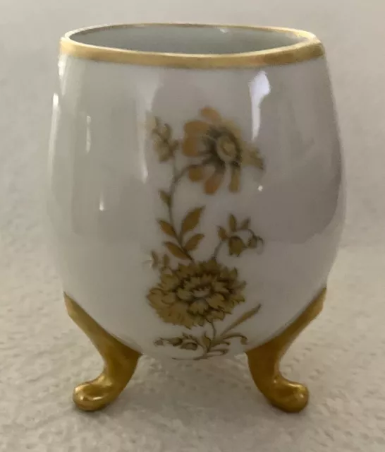 Royal Limoges France China 24 K Gold Paint 3 footed egg cup 3