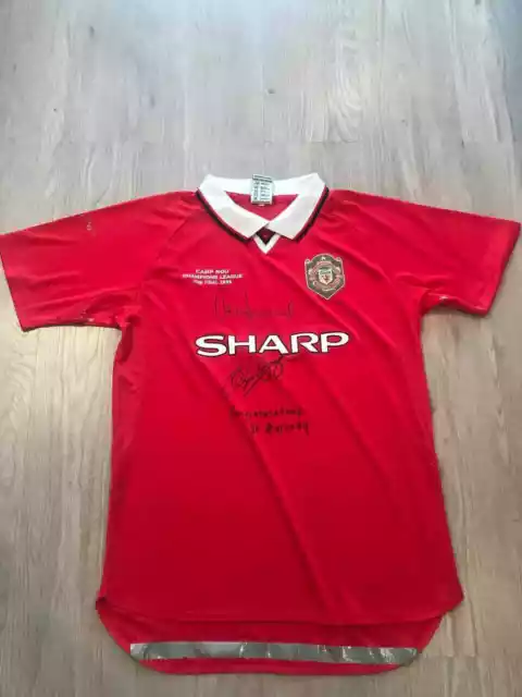 Official Manchester United FC 1999 CL Final Signed Shirt Ryan Giggs GarryNeville