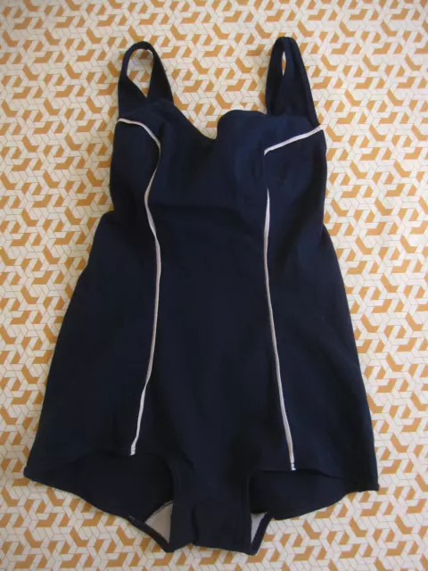 Maillot de Bain Bleu marine Piscine plage 80'S Pop Vintage Swimsuit Femme - 42