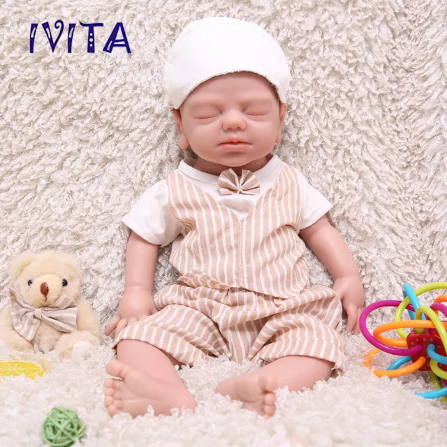 IVITA 19" Full Silicone Reborn Baby Boy Handmade Soft Silicone Doll