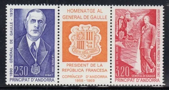 FRENCH ANDORRA Birth Centenary of Charles De Gaulle MNH set