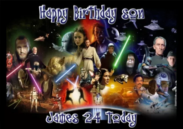 Personalised birthday card Star Wars Jedi a5 size son grandson dad brother.