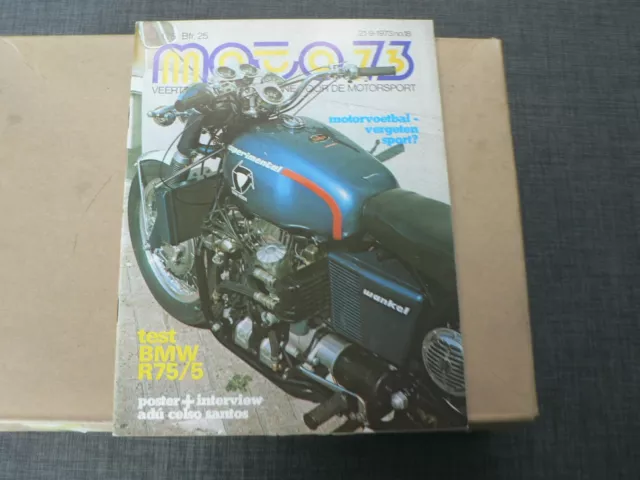 M7318-Poster Adu Celso Santos Yamaha,Van Veen Wankel,Test Bmw R75/5,Moto Voetbal