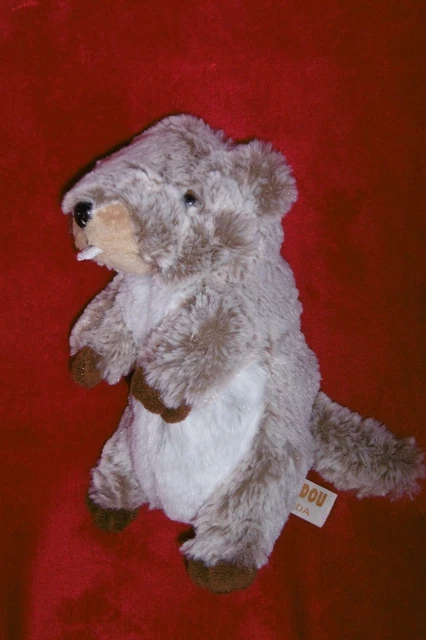 Doudou Peluche Castor Marmotte Brun chiné RODADOU RODA Beige Marron 20 cm