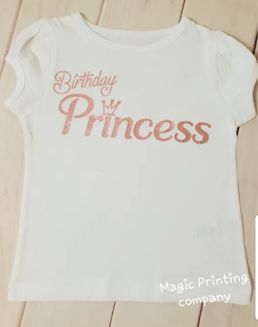 Girls Birthday Princess T-shirt Outfit Rose Gold Top 2nd 3rd 4th 5th 6th 7th 8th