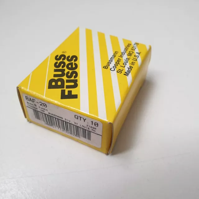 FUSIBILI BUSSMANN BUSS BAF-20 per 125 volt o meno (scatola da 10 piedi)