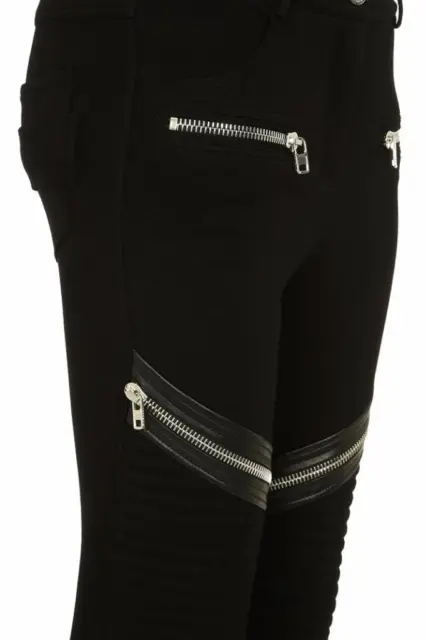 New Givenchy Black Viscosa Leather Inserts Zipped Slim Skinny Legging Pants 38 2