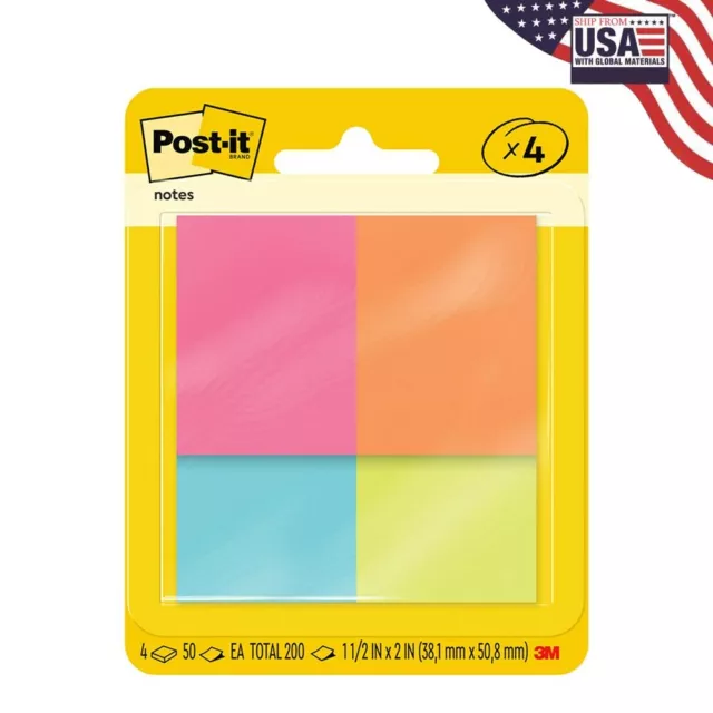 Post-it Mini Notes, 1.5x2 in, 4 Pads, America's #1 Favorite Sticky Notes, Pop...
