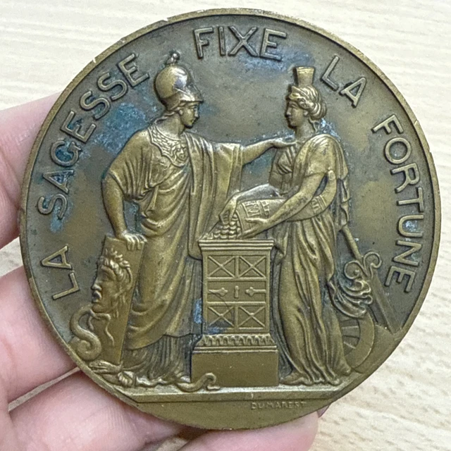 Médaille Bronze 150 Ans Banque De France - La Sagesse Fixe La Fortune - Par Dumarest - Année 1950