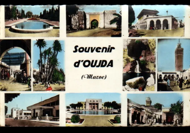 OUJDA (MAROC) PLACE de la GARE / LA POSTE / LA FONTAINE / MOSQUEE en 1957