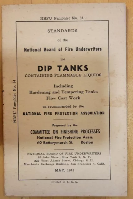 1941 N.B.F.U. MANUAL No.34 - DIP TANKS - FLAMMABLE LIQUIDS