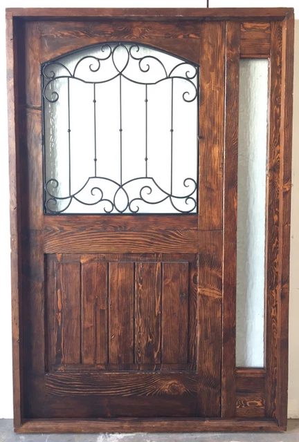 Rustic reclaimed solid wood arch Dutch door farmhouse wine room castle side lite