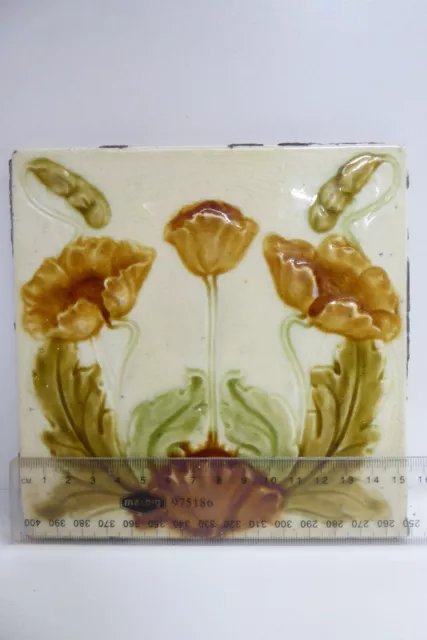 Antique Majolica Art Nouveau Tile