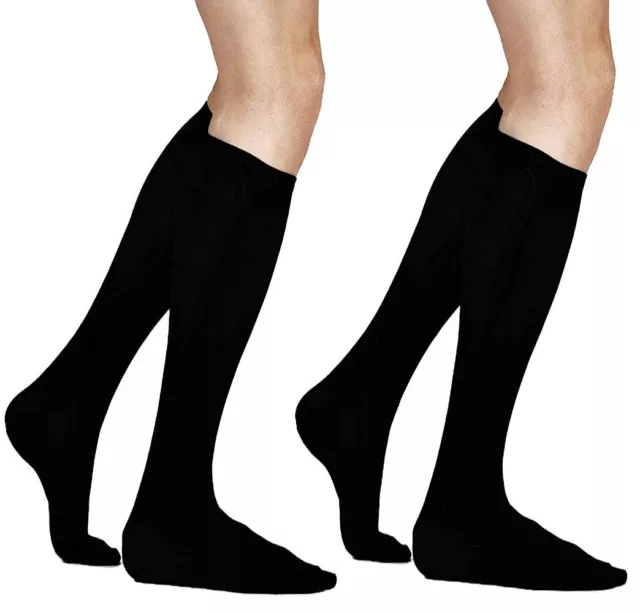 Compression Socks Calf Foot Knee Pain Relief Support Stockings Black S/M 2 Pair