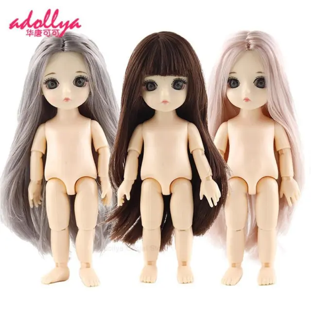 New 13 Movable Jointed Dolls Toys Mini 16cm Bjd Baby Girl Boy 1/12 Naked Nude