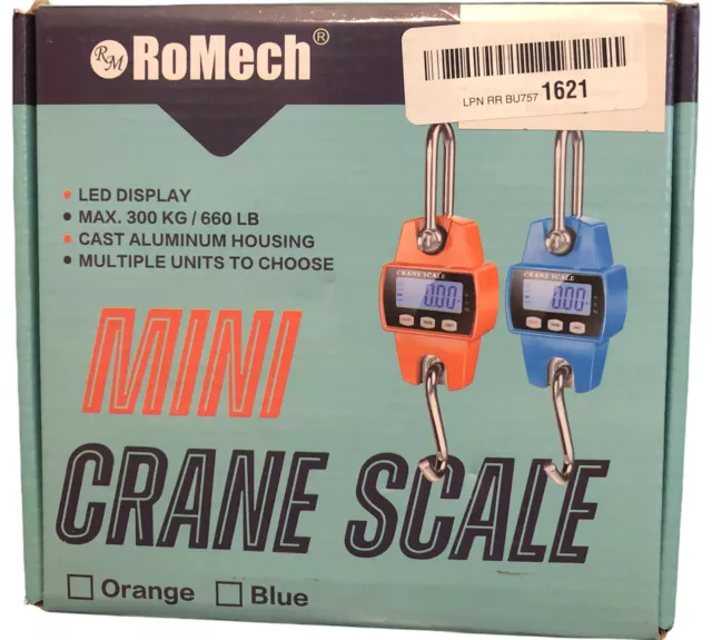 Romech 660Lb Digital Hanging Scale Orange, Handheld 300Kg Mini - New